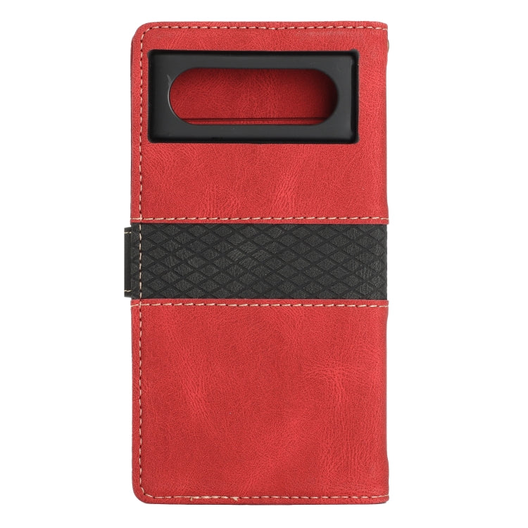 For Google Pixel 8 Grid Stitching Leather Phone Case with Lanyard