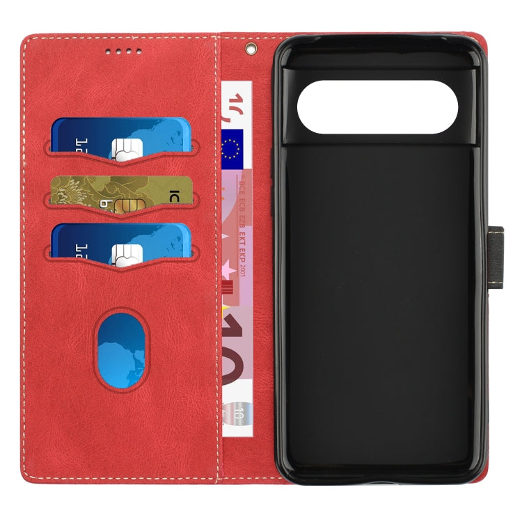 For Google Pixel 8 Grid Stitching Leather Phone Case with Lanyard