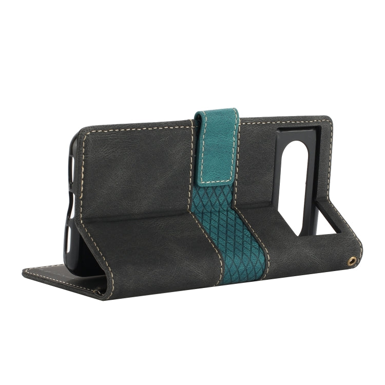 For Google Pixel 8 Grid Stitching Leather Phone Case with Lanyard