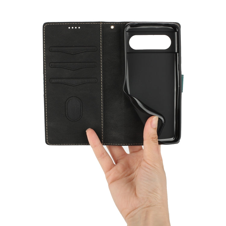 For Google Pixel 8 Grid Stitching Leather Phone Case with Lanyard