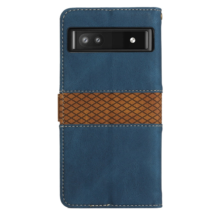 For Google Pixel 7a Grid Stitching Leather Phone Case with Lanyard