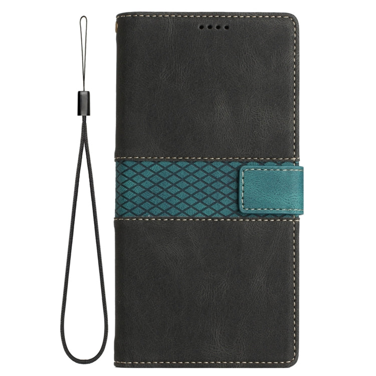 For Google Pixel 7a Grid Stitching Leather Phone Case with Lanyard