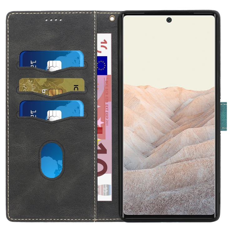 For Google Pixel 7a Grid Stitching Leather Phone Case with Lanyard