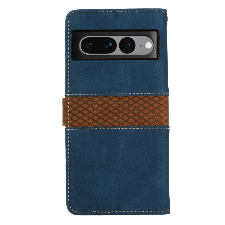 For Google Pixel 7 Pro Grid Stitching Leather Phone Case with Lanyard