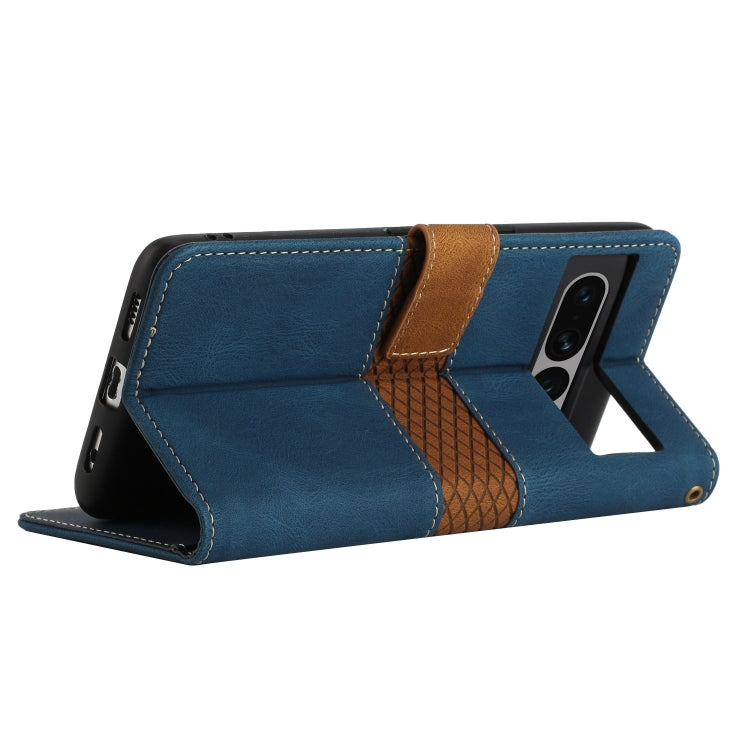For Google Pixel 7 Pro Grid Stitching Leather Phone Case with Lanyard