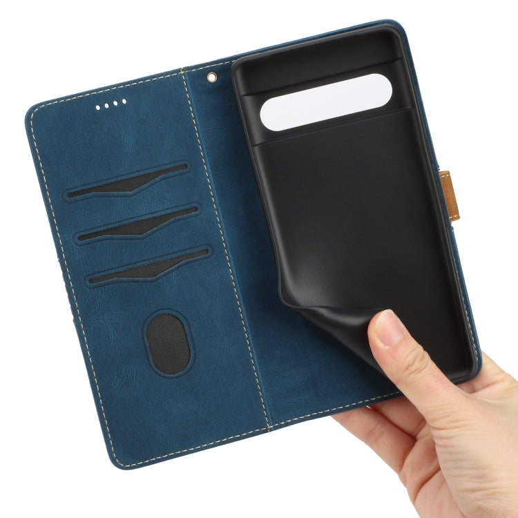 For Google Pixel 7 Pro Grid Stitching Leather Phone Case with Lanyard