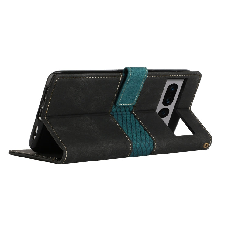 For Google Pixel 7 Pro Grid Stitching Leather Phone Case with Lanyard