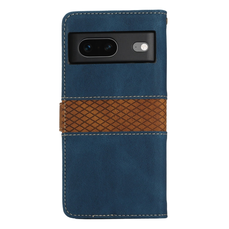For Google Pixel 7 Grid Stitching Leather Phone Case with Lanyard