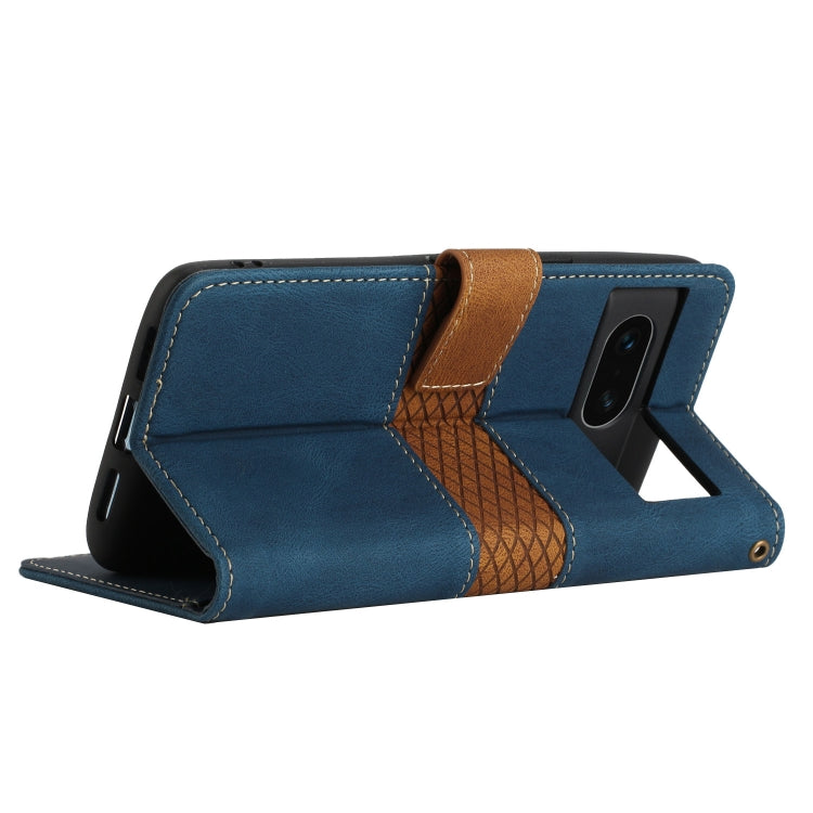 For Google Pixel 7 Grid Stitching Leather Phone Case with Lanyard
