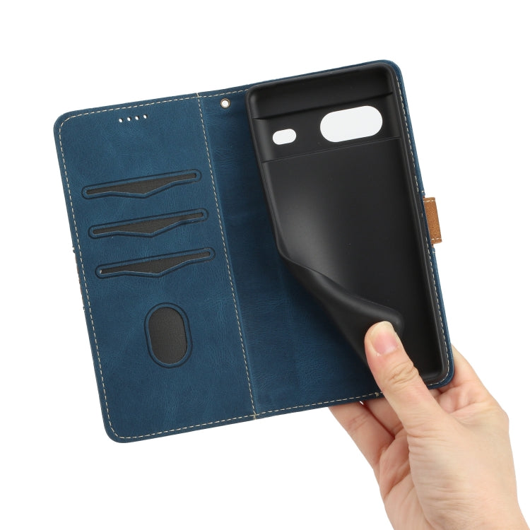 For Google Pixel 7 Grid Stitching Leather Phone Case with Lanyard