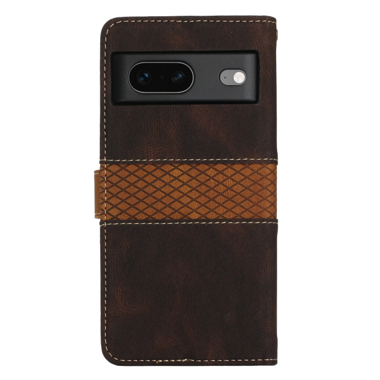 For Google Pixel 7 Grid Stitching Leather Phone Case with Lanyard