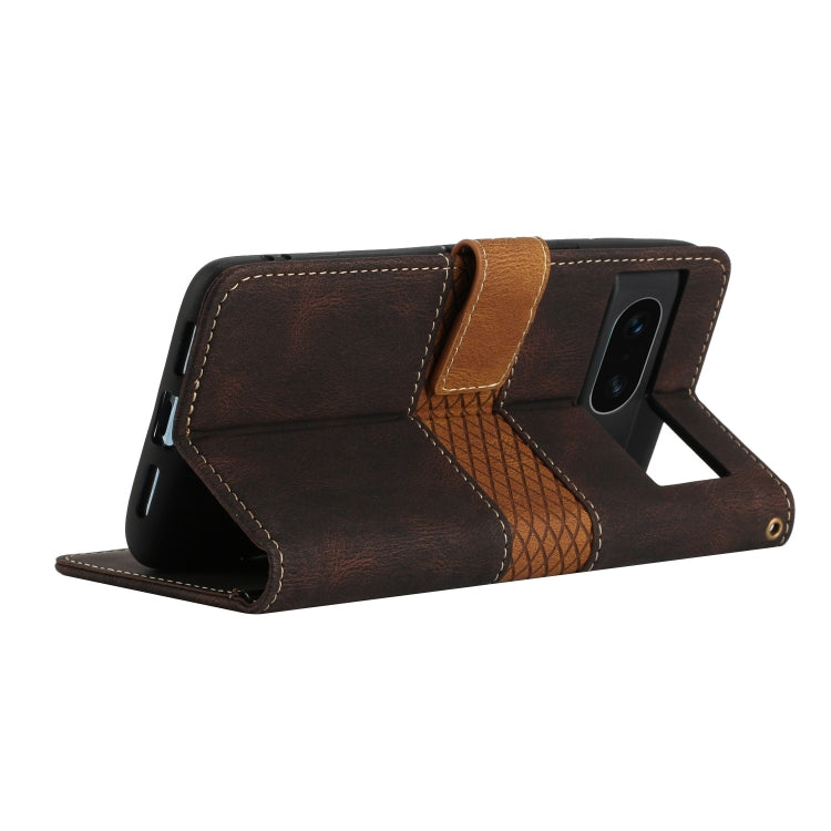 For Google Pixel 7 Grid Stitching Leather Phone Case with Lanyard