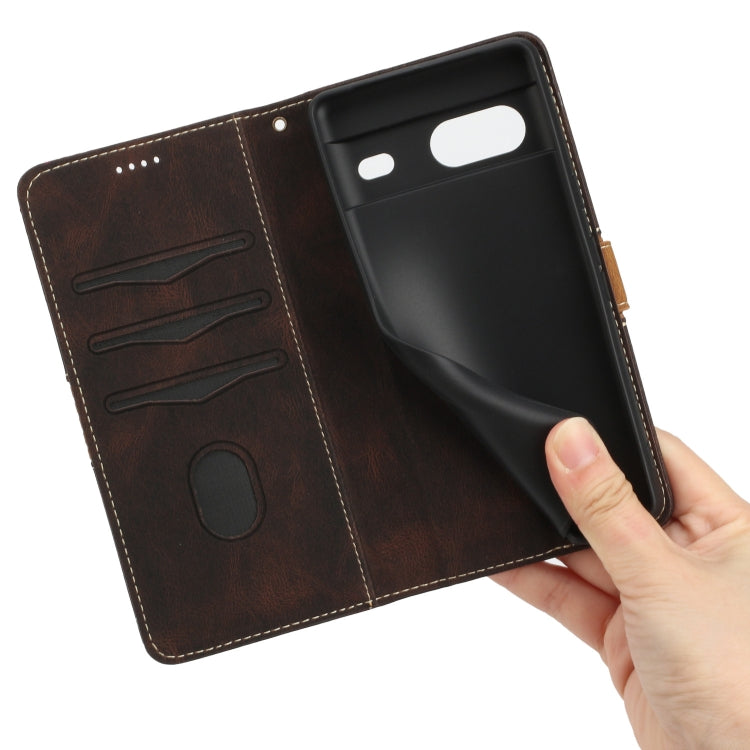 For Google Pixel 7 Grid Stitching Leather Phone Case with Lanyard