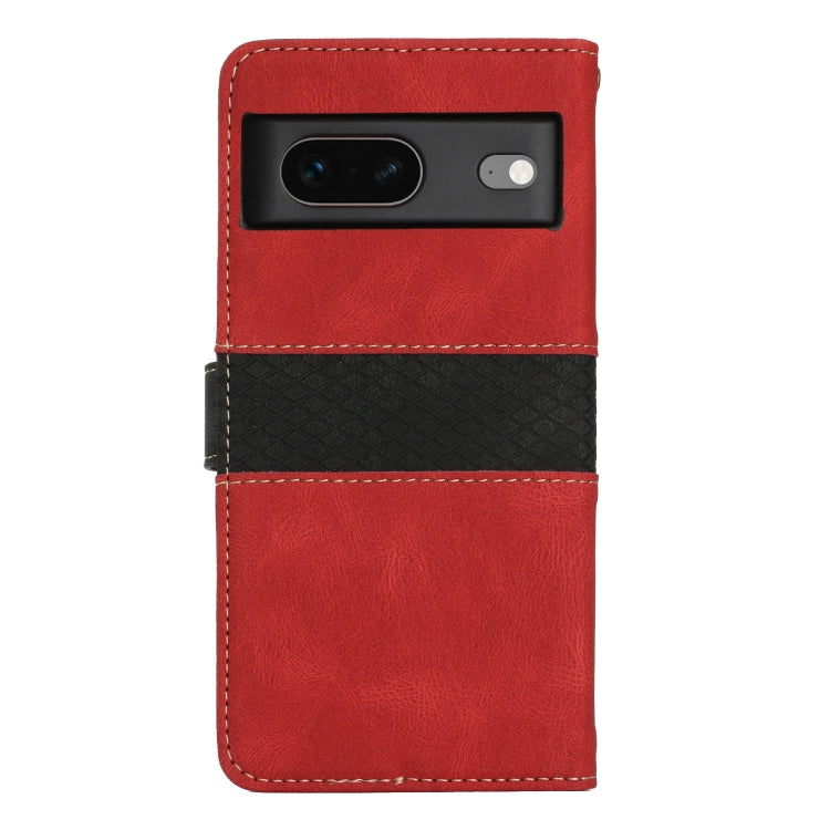 For Google Pixel 7 Grid Stitching Leather Phone Case with Lanyard