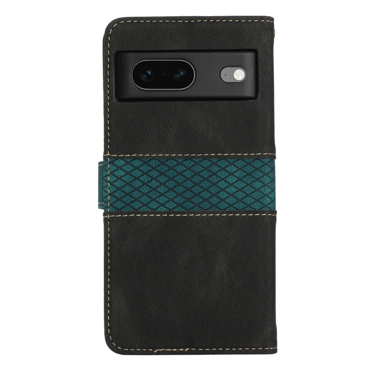 For Google Pixel 7 Grid Stitching Leather Phone Case with Lanyard