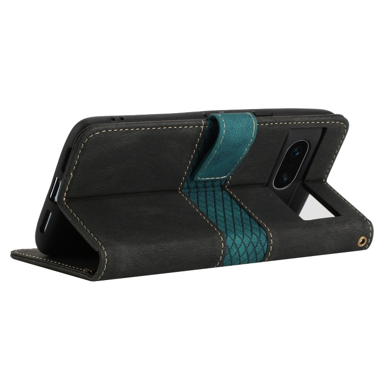 For Google Pixel 7 Grid Stitching Leather Phone Case with Lanyard