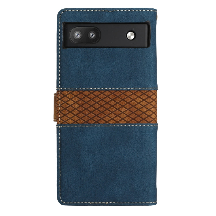 For Google Pixel 6a Grid Stitching Leather Phone Case with Lanyard