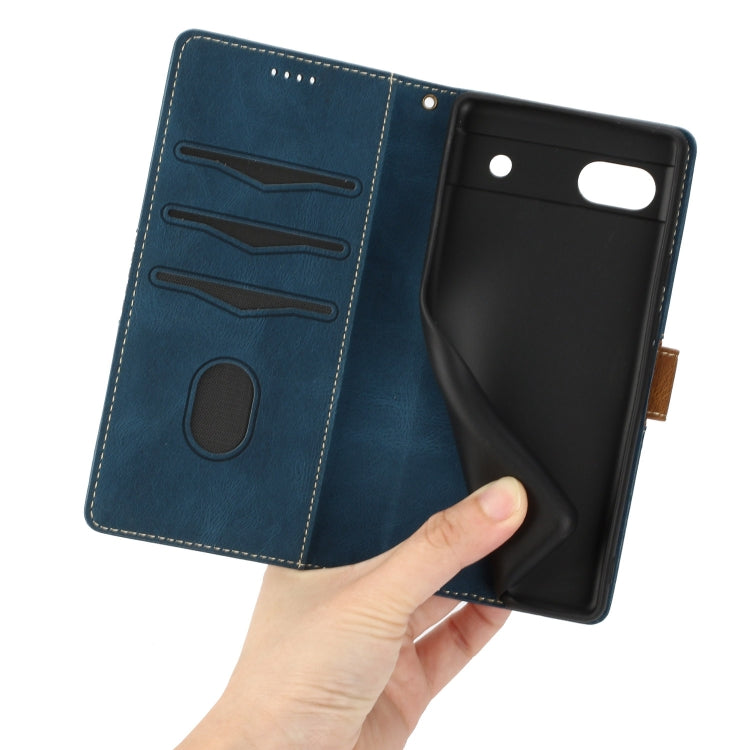 For Google Pixel 6a Grid Stitching Leather Phone Case with Lanyard