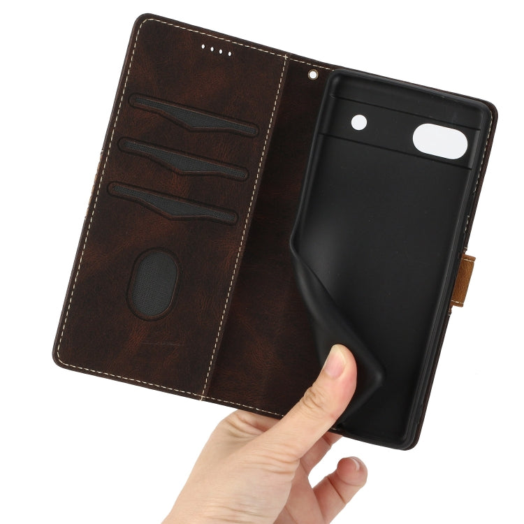 For Google Pixel 6a Grid Stitching Leather Phone Case with Lanyard