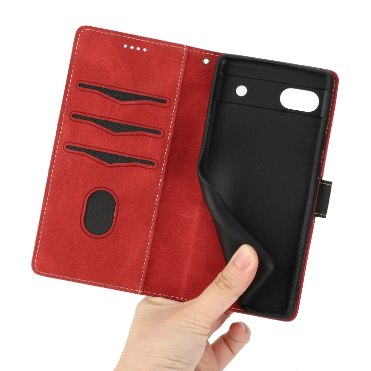 For Google Pixel 6a Grid Stitching Leather Phone Case with Lanyard