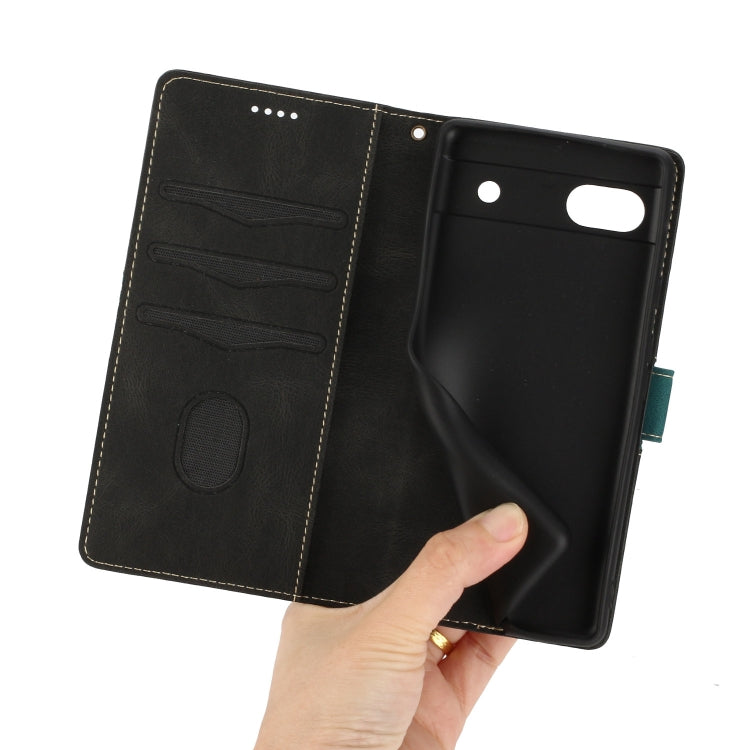 For Google Pixel 6a Grid Stitching Leather Phone Case with Lanyard