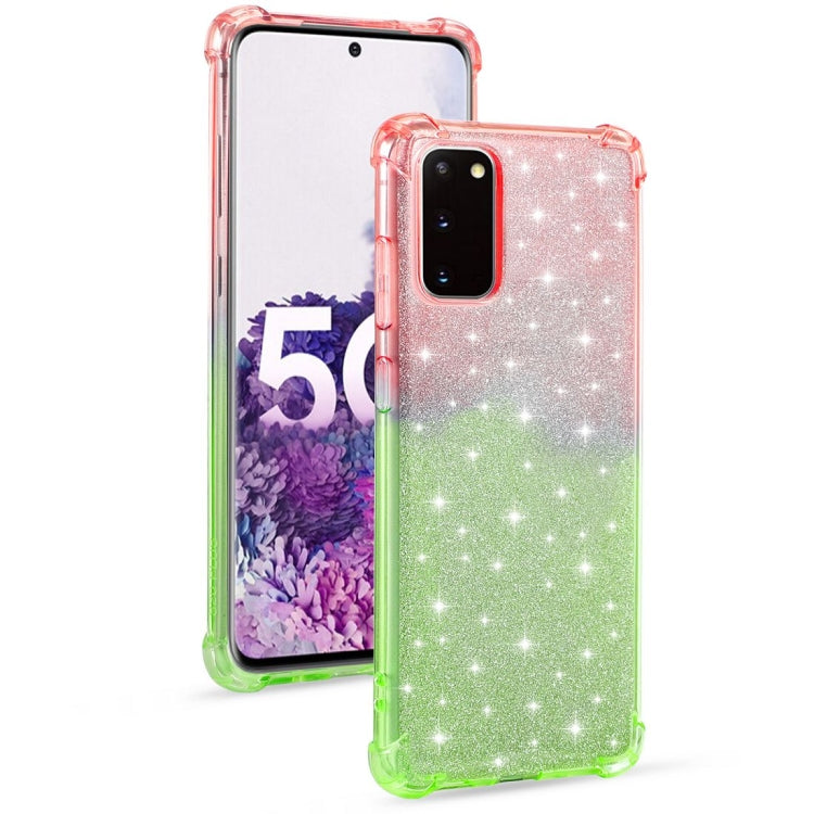 For Samsung Galaxy S20 Plus Gradient Glitter Powder Shockproof TPU Protective Case
