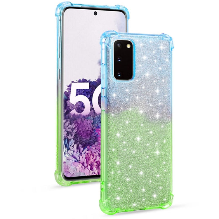 For Samsung Galaxy S20 Plus Gradient Glitter Powder Shockproof TPU Protective Case