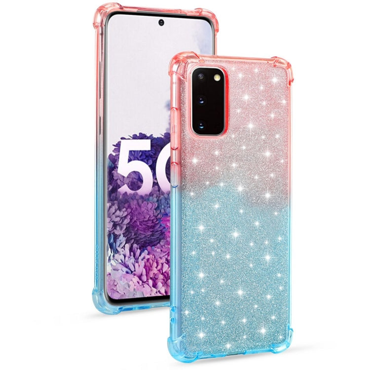 For Samsung Galaxy S20 Plus Gradient Glitter Powder Shockproof TPU Protective Case