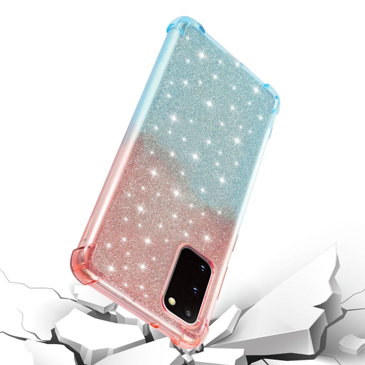 For Samsung Galaxy S20 Plus Gradient Glitter Powder Shockproof TPU Protective Case