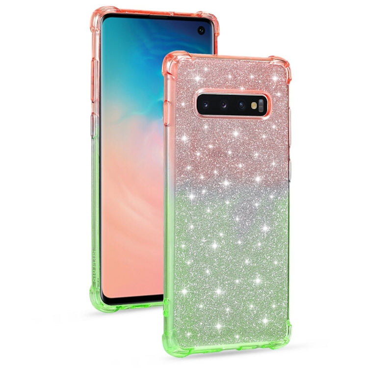 For Samsung Galaxy S10 Gradient Glitter Powder Shockproof TPU Protective Case
