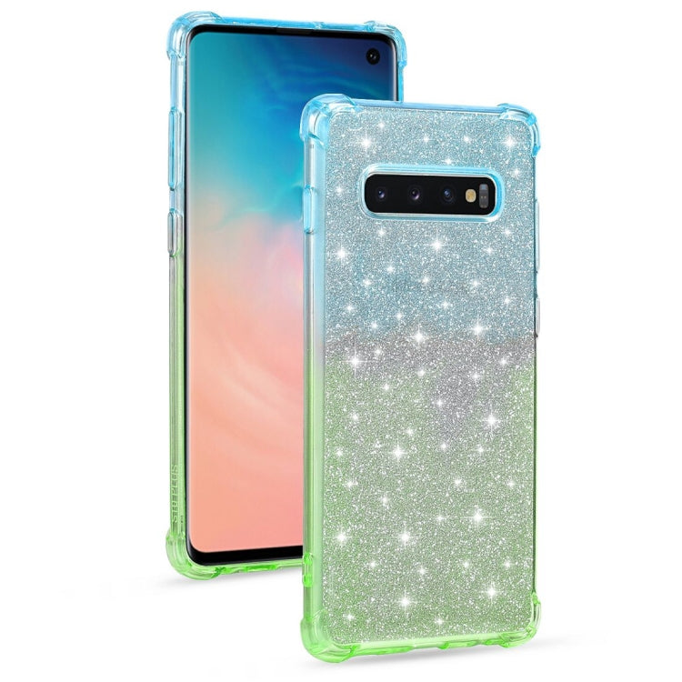 For Samsung Galaxy S10 Gradient Glitter Powder Shockproof TPU Protective Case