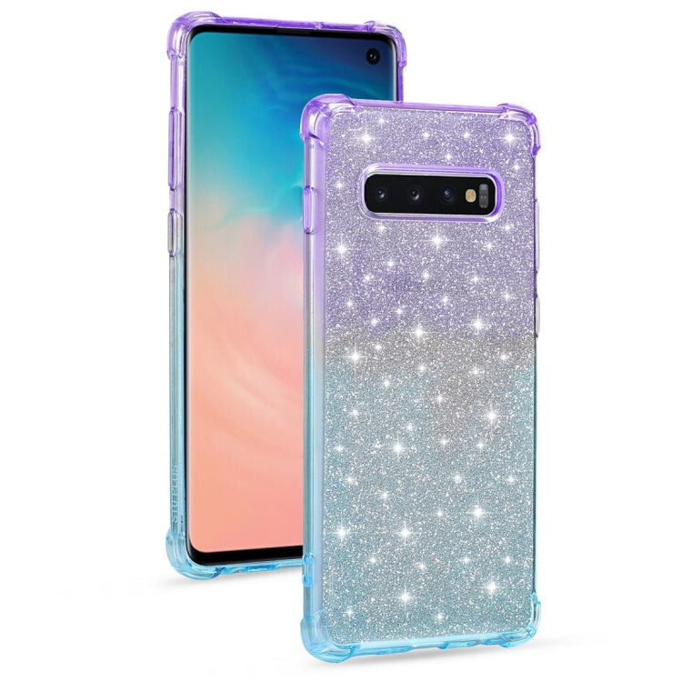 For Samsung Galaxy S10 Gradient Glitter Powder Shockproof TPU Protective Case