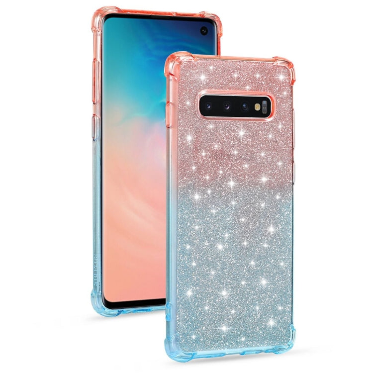 For Samsung Galaxy S10 Gradient Glitter Powder Shockproof TPU Protective Case