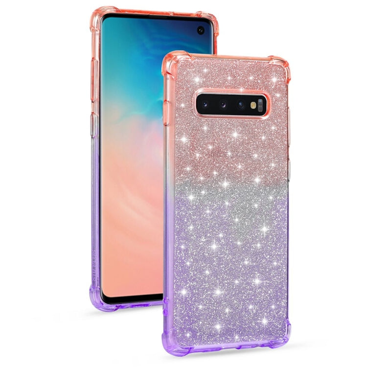 For Samsung Galaxy S10 Gradient Glitter Powder Shockproof TPU Protective Case