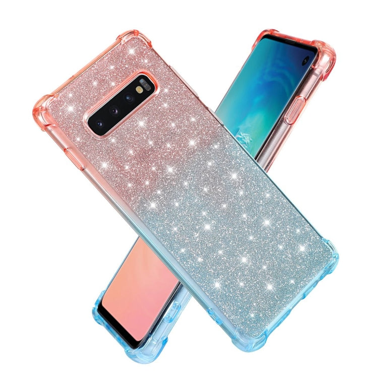 For Samsung Galaxy S10 Gradient Glitter Powder Shockproof TPU Protective Case