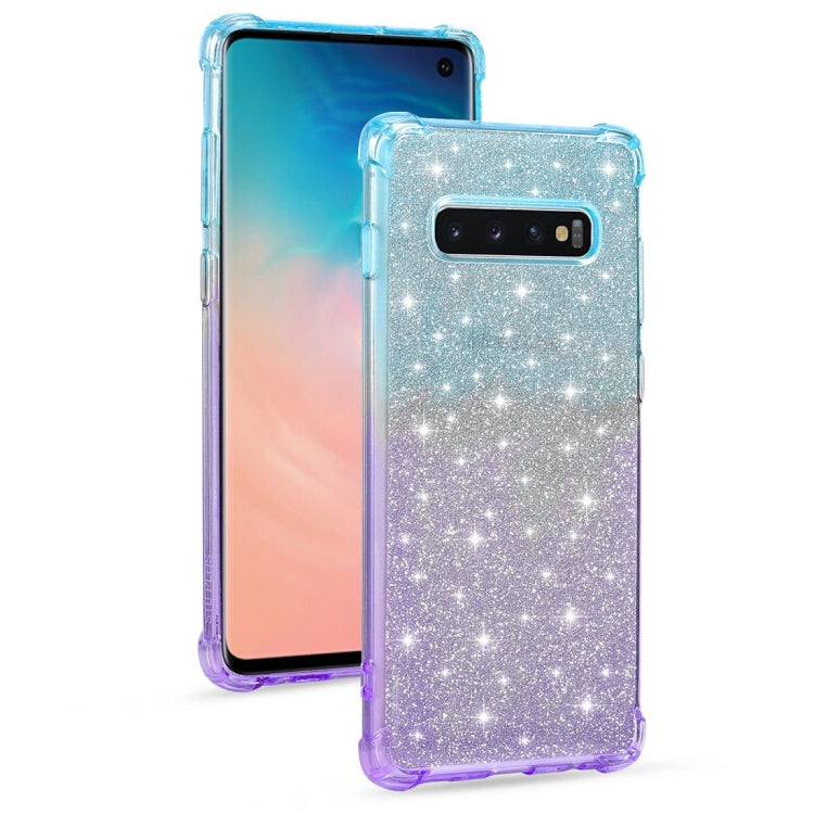 For Samsung Galaxy S10 Gradient Glitter Powder Shockproof TPU Protective Case
