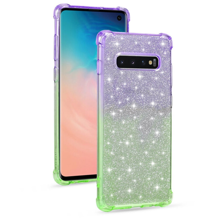 For Samsung Galaxy S10 Plus Gradient Glitter Powder Shockproof TPU Protective Case