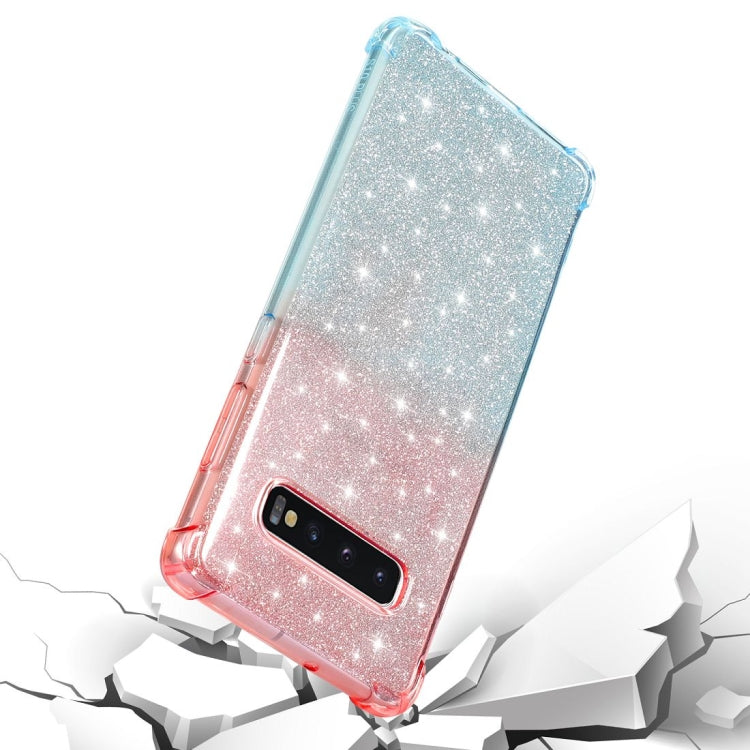 For Samsung Galaxy S10 Plus Gradient Glitter Powder Shockproof TPU Protective Case