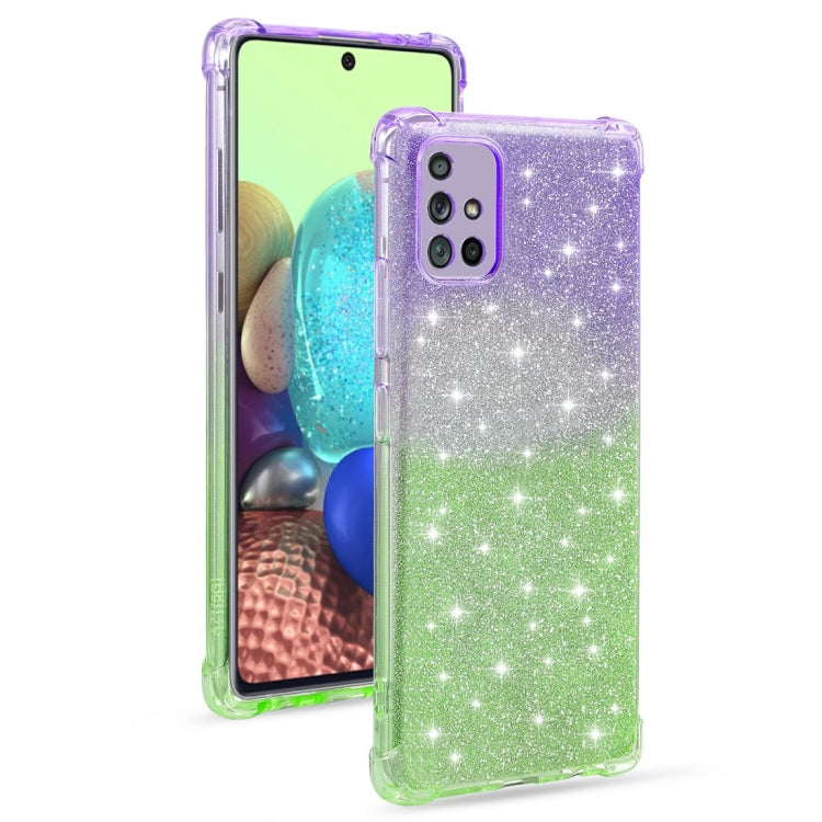 For Samsung Galaxy A71 4G Gradient Glitter Powder Shockproof TPU Protective Case