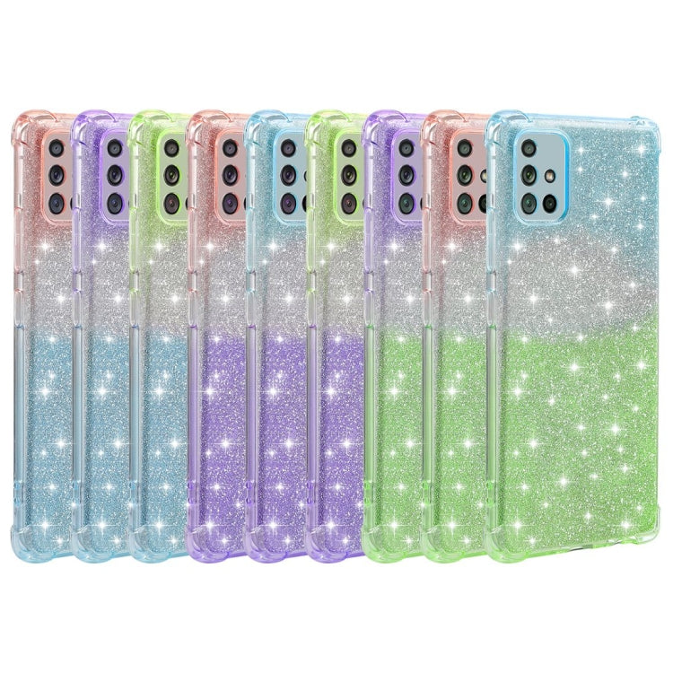 For Samsung Galaxy A71 4G Gradient Glitter Powder Shockproof TPU Protective Case