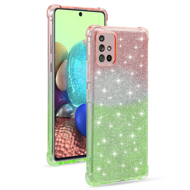 For Samsung Galaxy A71 4G Gradient Glitter Powder Shockproof TPU Protective Case