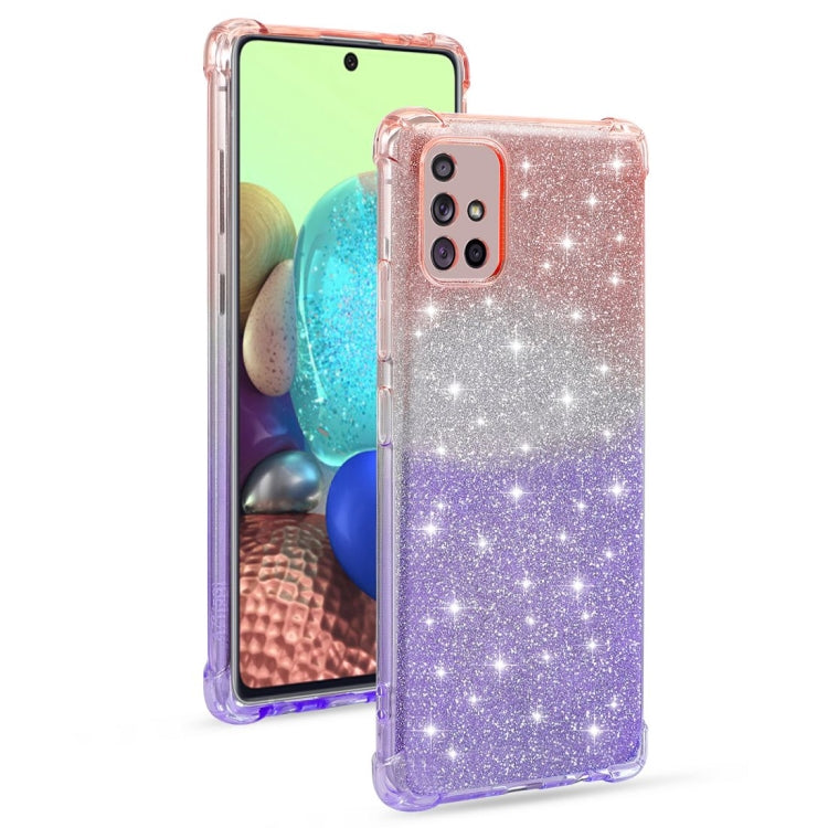 For Samsung Galaxy A71 4G Gradient Glitter Powder Shockproof TPU Protective Case