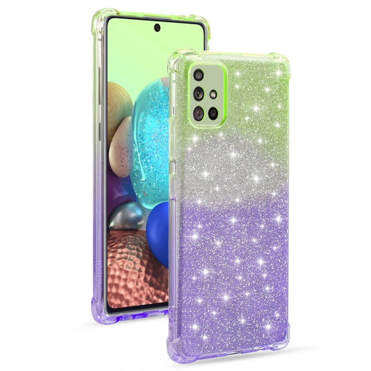 For Samsung Galaxy A71 4G Gradient Glitter Powder Shockproof TPU Protective Case