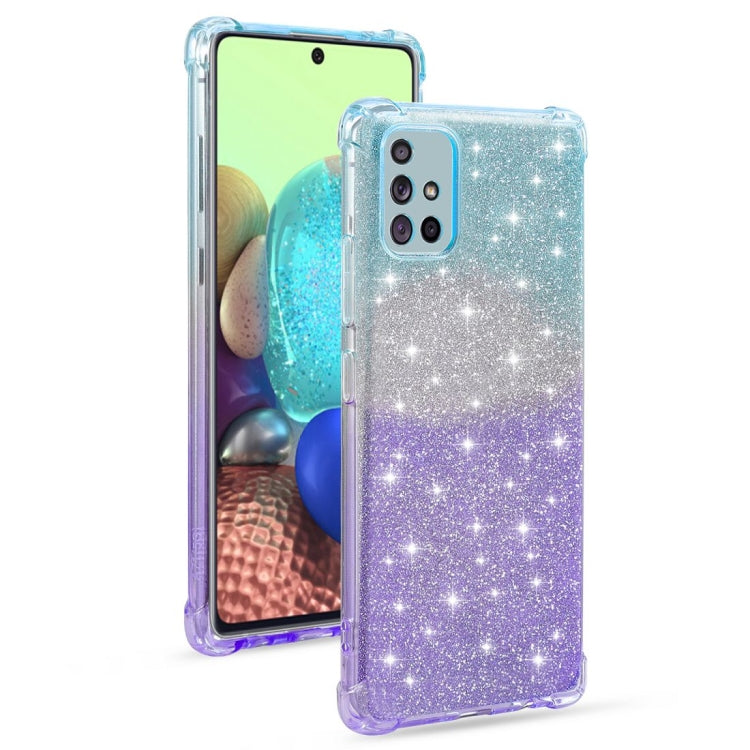 For Samsung Galaxy A71 4G Gradient Glitter Powder Shockproof TPU Protective Case