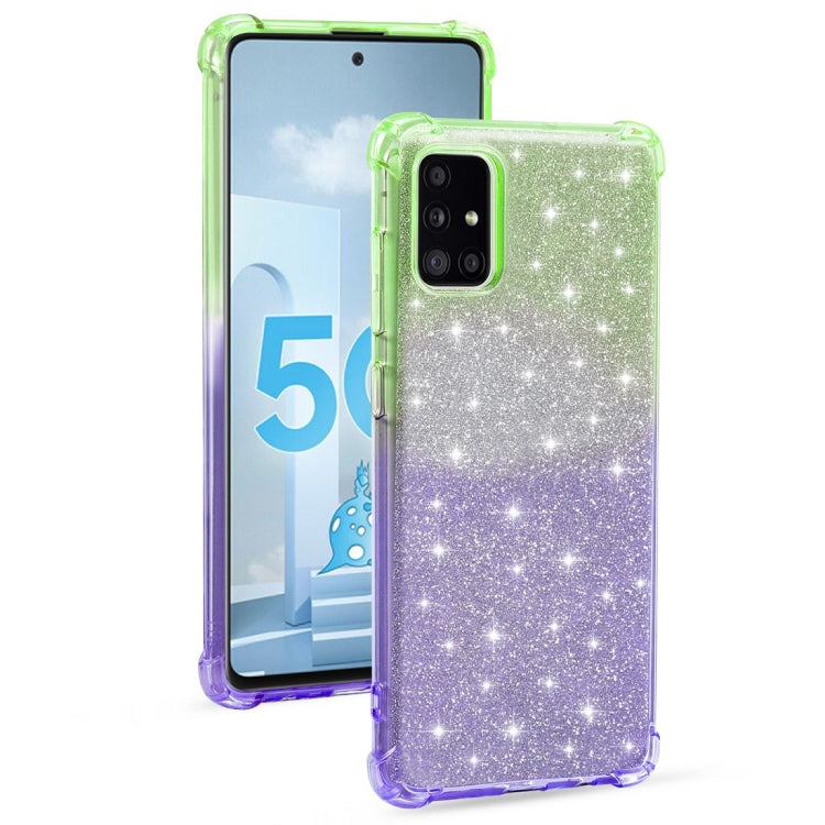 For Samsung Galaxy A71 5G Gradient Glitter Powder Shockproof TPU Protective Case
