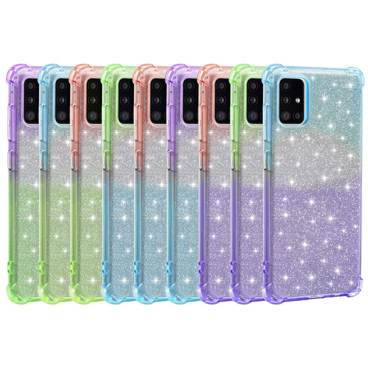 For Samsung Galaxy A51 4G Gradient Glitter Powder Shockproof TPU Protective Case