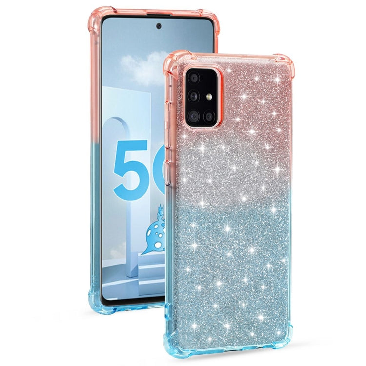 For Samsung Galaxy A51 4G Gradient Glitter Powder Shockproof TPU Protective Case