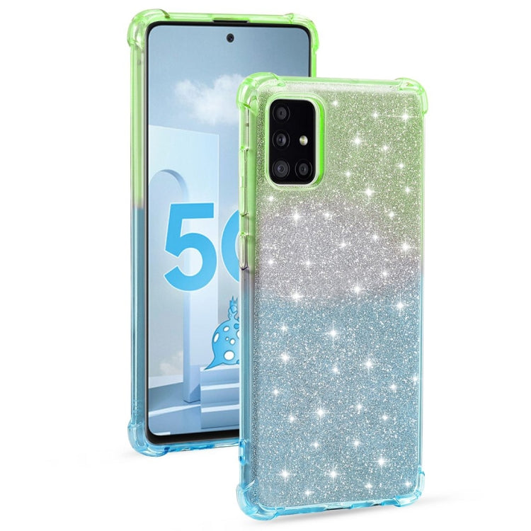 For Samsung Galaxy A51 4G Gradient Glitter Powder Shockproof TPU Protective Case