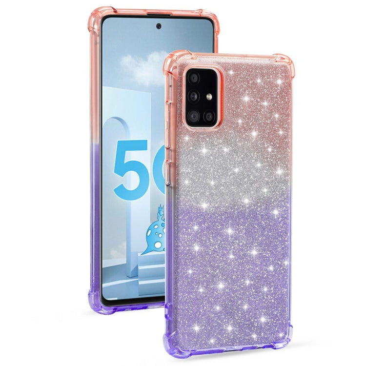 For Samsung Galaxy A51 4G Gradient Glitter Powder Shockproof TPU Protective Case