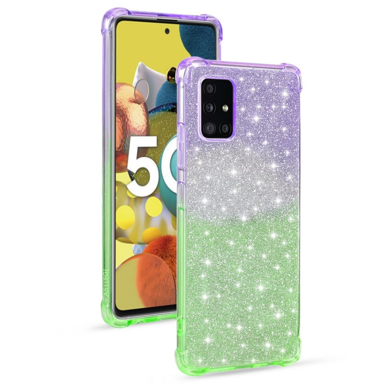 For Samsung Galaxy A51 5G Gradient Glitter Powder Shockproof TPU Protective Case